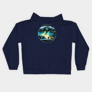 UFO Flying Saucer Alien Abduction Kids Hoodie